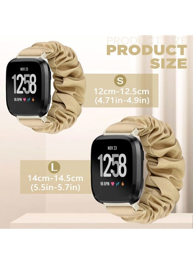 ShuYo Scrunchie Watch Bands for Fitbit Versa/Versa 2 / Versa Lite/Versa SE Women Men,Replacement Soft Nylon Stretchy Wristabnd For Fitbit Versa Smart Watch (Black+Starlight+Smoky purple+Pink, 23mm L) - Image 3