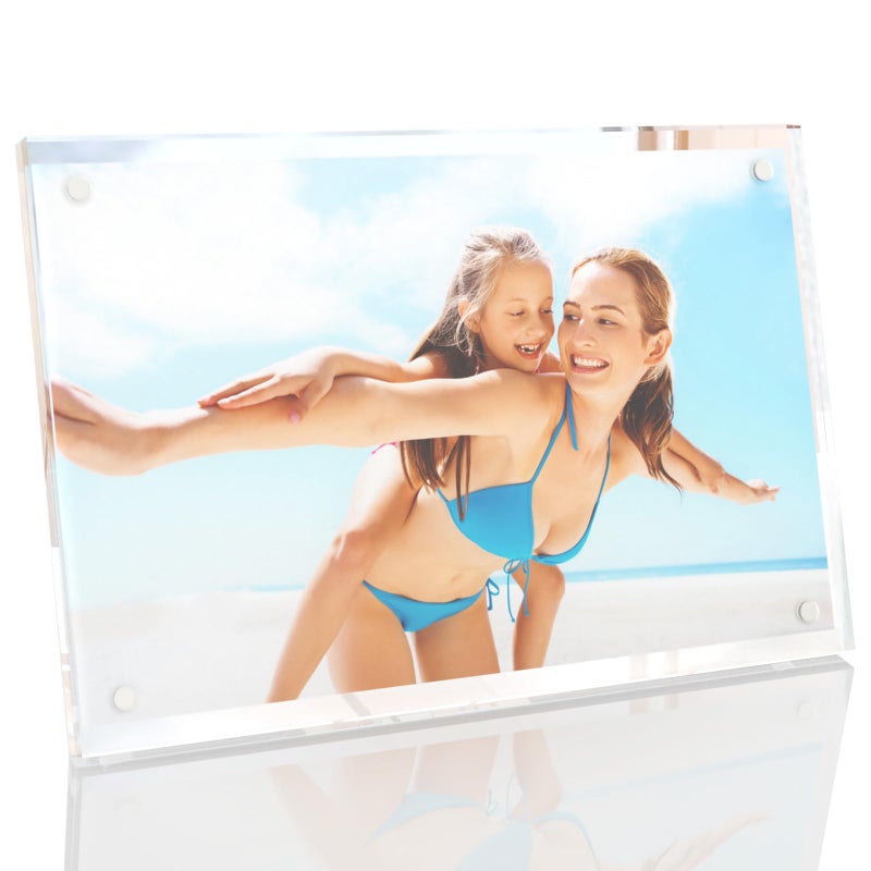 HELPLEX Picture Frames  1 Pack 5x7 inch Acrylic Picture Frame Clear 5 x 7 Photo Frames Magnetic Picture Frames Ready for Tabletop Display  Effectively Protect Photos from Fading and Yellowing - Image 1