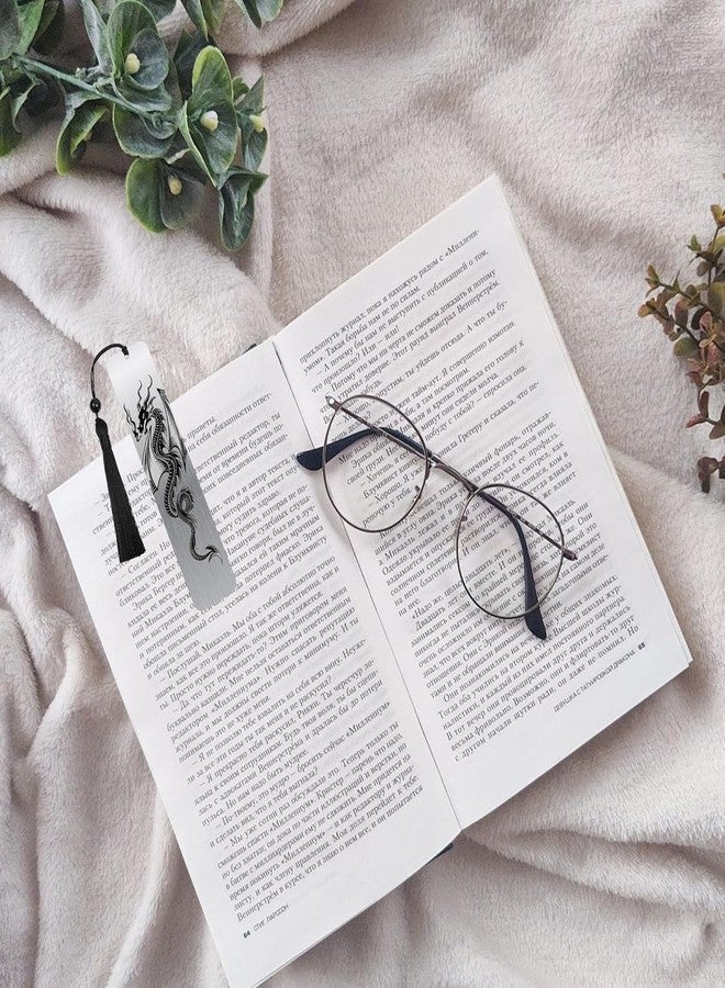 TARINI هدية فاصل كتب بتصميم تنين - قطعة واحدة من فواصل الكتب المعدنية الخيالية مع شرابة سوداء، أدوات ملهمة لتحديد الصفحات، هدايا تخرج للمدرسة والمنزل والمكتب والطلاب والمعلمين والبالغين والمراهقات والفتيات - Image 4