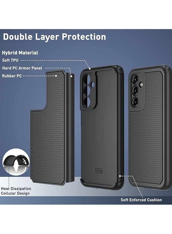 VKL Samsung Galaxy A54 5G Case, Dual Layer Silicone Full Shockproof Protective Case, Rugged Heavy Duty Durable Cell Phone Cover, Soft Slim Non Slip Textured Back for Samsung Galaxy A54 5G - Black - Image 3