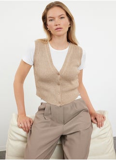trendyol Premium Yarn / Special Yarn V-Neck Knitwear Sweater TWOAW24SV00049  - Image 5