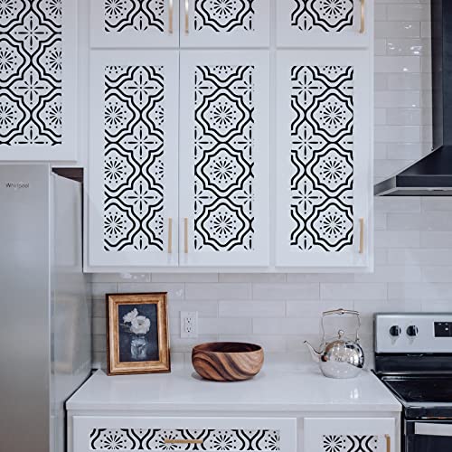 Sevalo Black White Peel and Stick Wallpaper Boho Contact Paper for Cabinets Black and White Geometric Contact Paper Self-Adhesive Removable Wallpaper Kitchen Drawer Liner Waterproof 17.5inW 393inL - Image 5