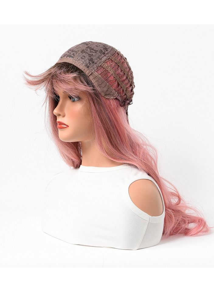 إستيل استيل شعر مستعار نسائي طويل مجعد شعر كبير مموج متوسط ​​طويل كامل أغطية الرأس تسليط الضوء على اللون الوردي - Image 5