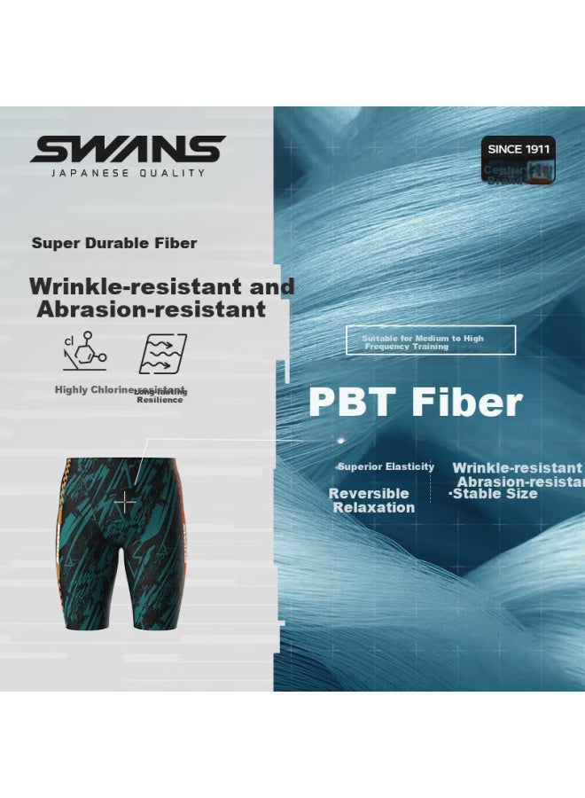 Swans Men's Professional Sun Protection Five-point Quick-drying Shorts Men's Swimming Trunks Diving Swimming Equipment Black Green M