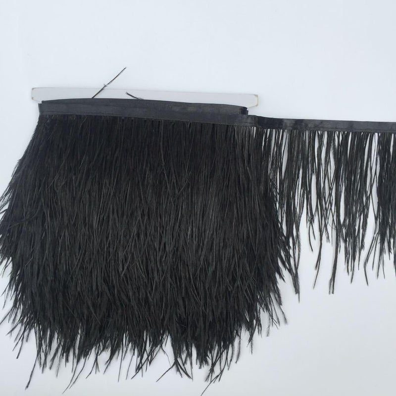 Shekyeon Ostrich Feather Trim Fringe Used Wedding Sewing Crafts Costumes Decoration Pack of 2 Yards(Black) - Image 3