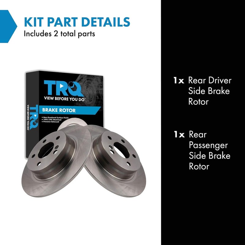TRQ Rear Brake Rotors Set Compatible with 2012-2015 Mercedes-Benz C250 2008-2012 C300 - Image 2