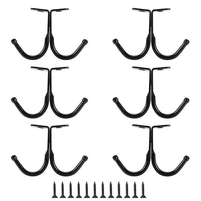 Picowe 6 Pcs Double Prong Ceiling Hook Under Shelf Coat Hooks Bathroom Towel Bedroom Robe Hook for Hanging Baseball Cap Coat Clothes and Jewelry Black