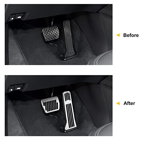 ANFOKAS for Mazda 3 6 CX-5 CX-9 Accessories Car Auto Foot Pedal Covers Rest Brake Gas Accelerator Pedal Pads Aluminum No Drilling Anti-Slip Sport Style -Silver - Image 2