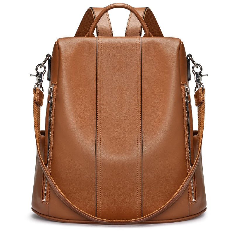 S-ZONE S-ZONE Leather Backpack Purses for Women Antitheft Soft Rucksack Ladies Shoulder Bag Medium  - Image 1