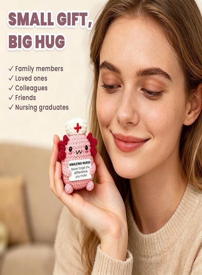 Krinisou Nurse Appreciation Gift, National Nurses Week Gift for Women, Cute Crochet Axolotl Desk Decor for Nursing Student, Never Forget How Amazing You are - Image 4