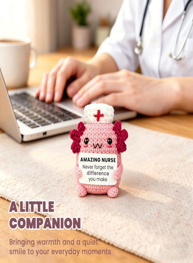 Krinisou Nurse Appreciation Gift, National Nurses Week Gift for Women, Cute Crochet Axolotl Desk Decor for Nursing Student, Never Forget How Amazing You are - Image 5