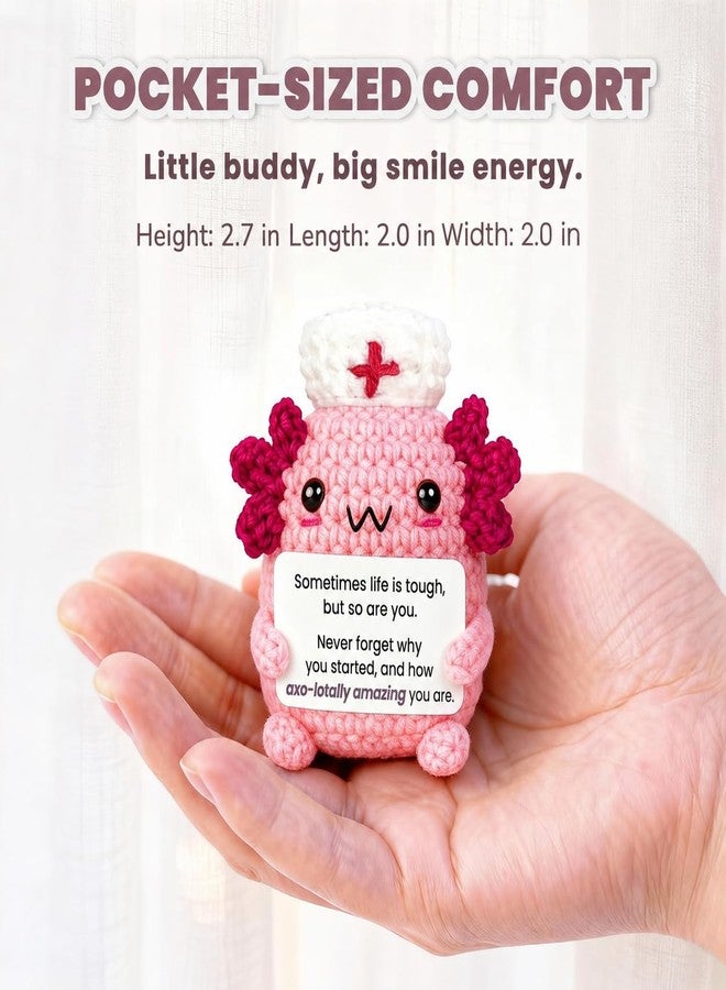 Krinisou Nurse Appreciation Gift, National Nurses Week Gift for Women, Cute Crochet Axolotl Desk Decor for Nursing Student, Never Forget How Amazing You are - Image 3