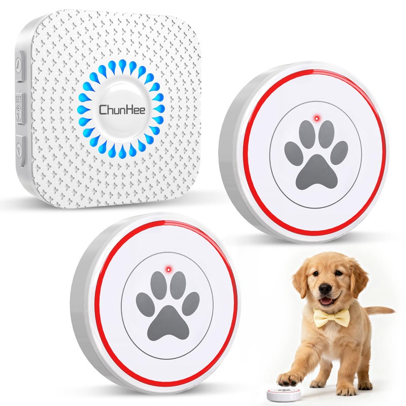 ChunHee Dog Door Bell for Potty Training â€“ Wireless Doggie Doorbell to Go Outside, 1.6in Touch Surface, Easy for Puppy & Adult Dogs, IP55 Waterproof, 500FT Range, 55 Ringtones, Adjustable Volume - Image 1