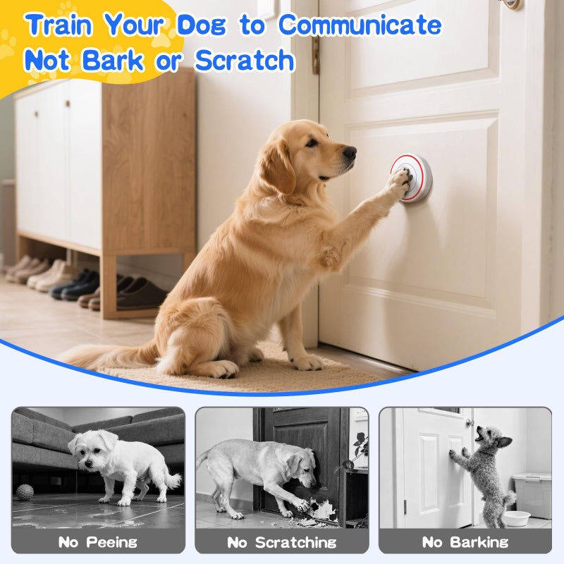ChunHee Dog Door Bell for Potty Training â€“ Wireless Doggie Doorbell to Go Outside, 1.6in Touch Surface, Easy for Puppy & Adult Dogs, IP55 Waterproof, 500FT Range, 55 Ringtones, Adjustable Volume - Image 3