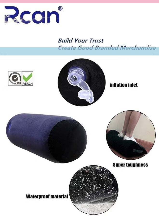 Rcan Inflatable Pillow Inflatable Cushion Long Cervical Roll Cushion Lumbar Pillow Body Support Pillow for Adults Reduces Pressure of the Waist Pillow Roll Pillow for Back Support for Sleeping Leg Elevation Back and Neck Support Travel - Image 2