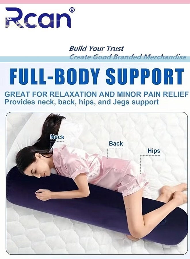Rcan Inflatable Pillow Inflatable Cushion Long Cervical Roll Cushion Lumbar Pillow Body Support Pillow for Adults Reduces Pressure of the Waist Pillow Roll Pillow for Back Support for Sleeping Leg Elevation Back and Neck Support Travel - Image 3