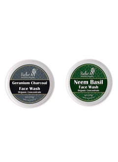 Rustic Art Organic Face Wash Concentrates For Deep Cleansing & De Tanning With Neem Basil & Geranium Charcoal 50 Gms Each  - Image 2