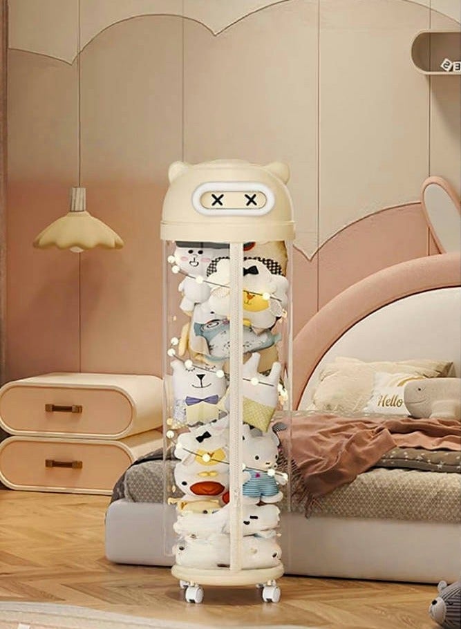 Toys Organizer，Toy Storage Tube，Kids Toy Storage Organizer with LED Light and Wheels Toy Display Bucket for Dolls Stuffed Animal Storage Tube for Nursery Playroom Bedroom(115cm) - Image 1