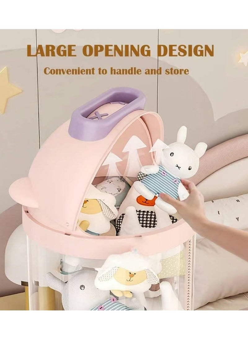 Toys Organizer，Toy Storage Tube，Kids Toy Storage Organizer with LED Light and Wheels Toy Display Bucket for Dolls Stuffed Animal Storage Tube for Nursery Playroom Bedroom(115cm) - Image 4