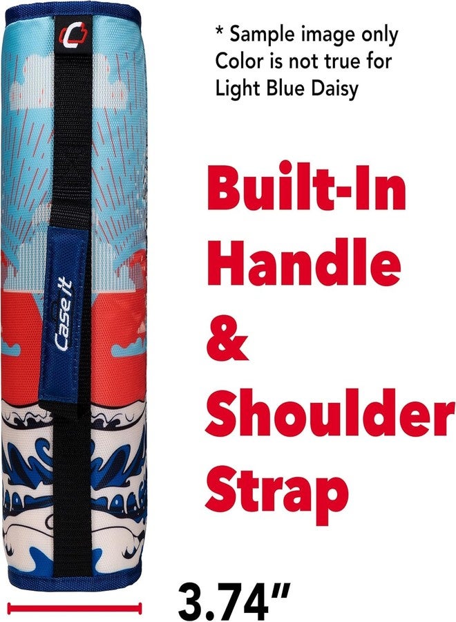 Case it Case-it Mighty Zip Tab School Zipper Binder | 3-Inch O-Rings, 600-Sheet Capacity, 5-Subject Expanding File Folder, Multiple Pockets & Storage Organizer, Shoulder Strap | D-146 Light Blue Daisy - Image 5