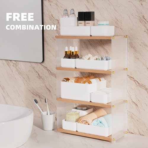 CHANCETSUI 11-Piece Stackable Drawer Organizer Set, Multi-size Desk Drawer Organizer Trays Vanity Storage Bins for Storing Makeup, Stationery, Utensils in Bathroom Dresser, Office and Kitchen - Image 4
