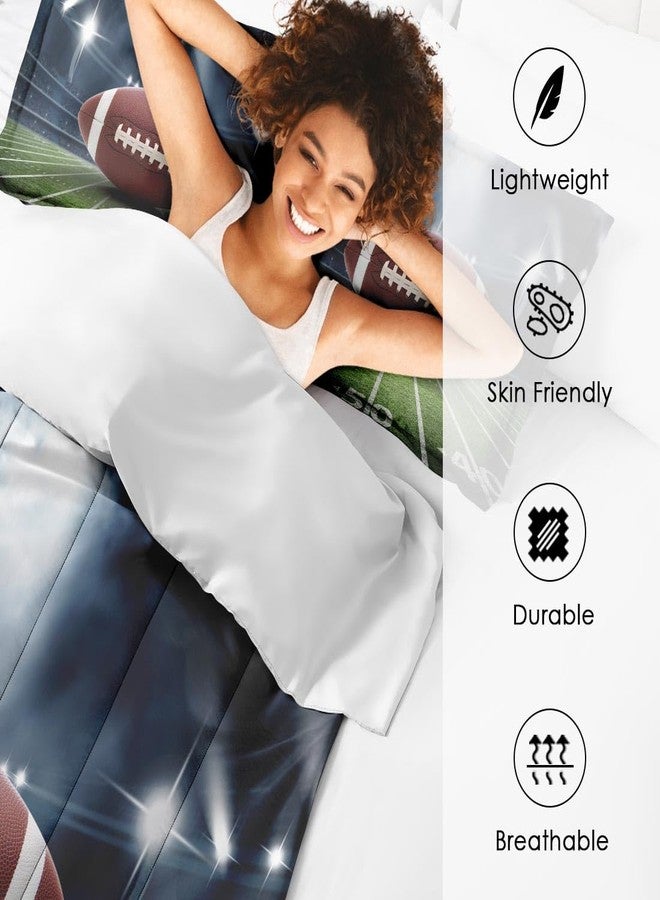 Nesphy Football Queen Comforter Set, Rugby Field Football Bedding Set 3 Piece, All Season Soft Toddlers Children Adults Bedroom Bed Decoration Comforter and 2 Pillow Shams - Image 2