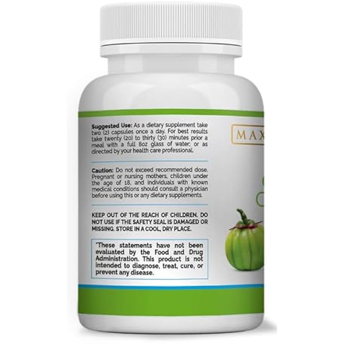 Maximum Slim 100% Pure Garcinia Cambogia Supplement - HCA Extract - Weight Support Formula for Men & Women - Non-GMO, Gluten Free - 60 Capsules - Image 5