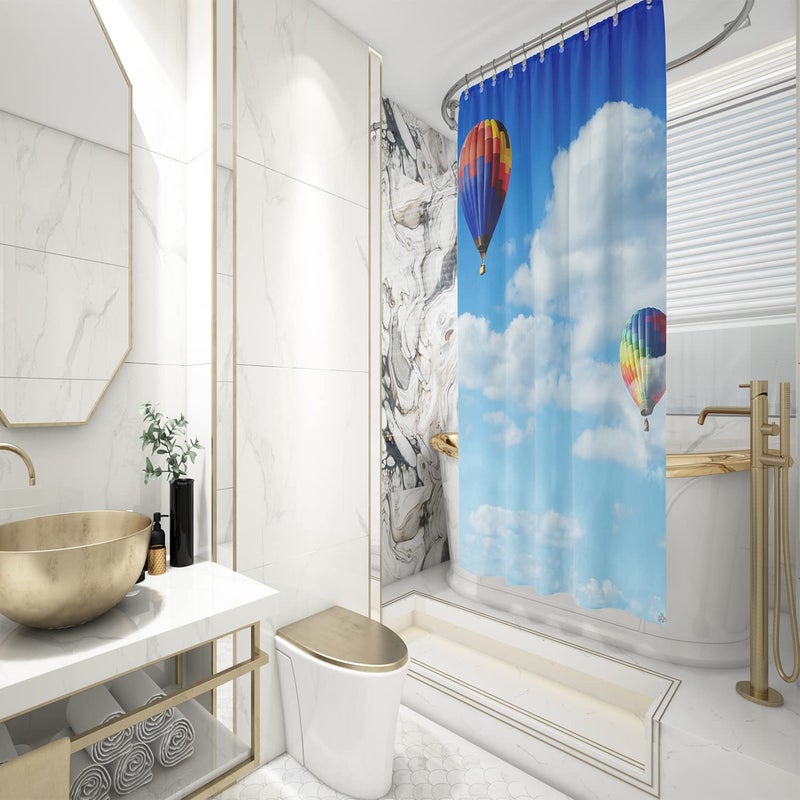 FING ستارة دش الحمام، ستارة حمام مع خطاف، ستارة دش مصممة للحمام، حوض الاستحمام، زينة ستائر حمام زخرفية حديثة (تصميم_33) - Image 3