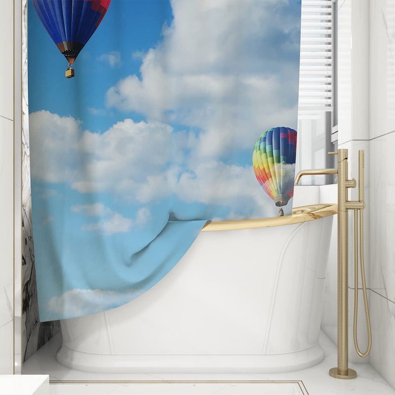 FING ستارة دش الحمام، ستارة حمام مع خطاف، ستارة دش مصممة للحمام، حوض الاستحمام، زينة ستائر حمام زخرفية حديثة (تصميم_33) - Image 1