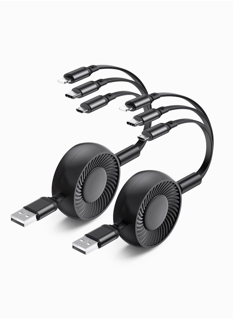 SYOSI - 3-in-1 USB Charging Cable, Multi Retractable to USB Cable Type C Sync Fast Charging Cord, USB Charging Cable for IP, Micro-USB, Compatible with Cell Phones Tablets for Samsung LG iPhone, 2Pcs - Image 1