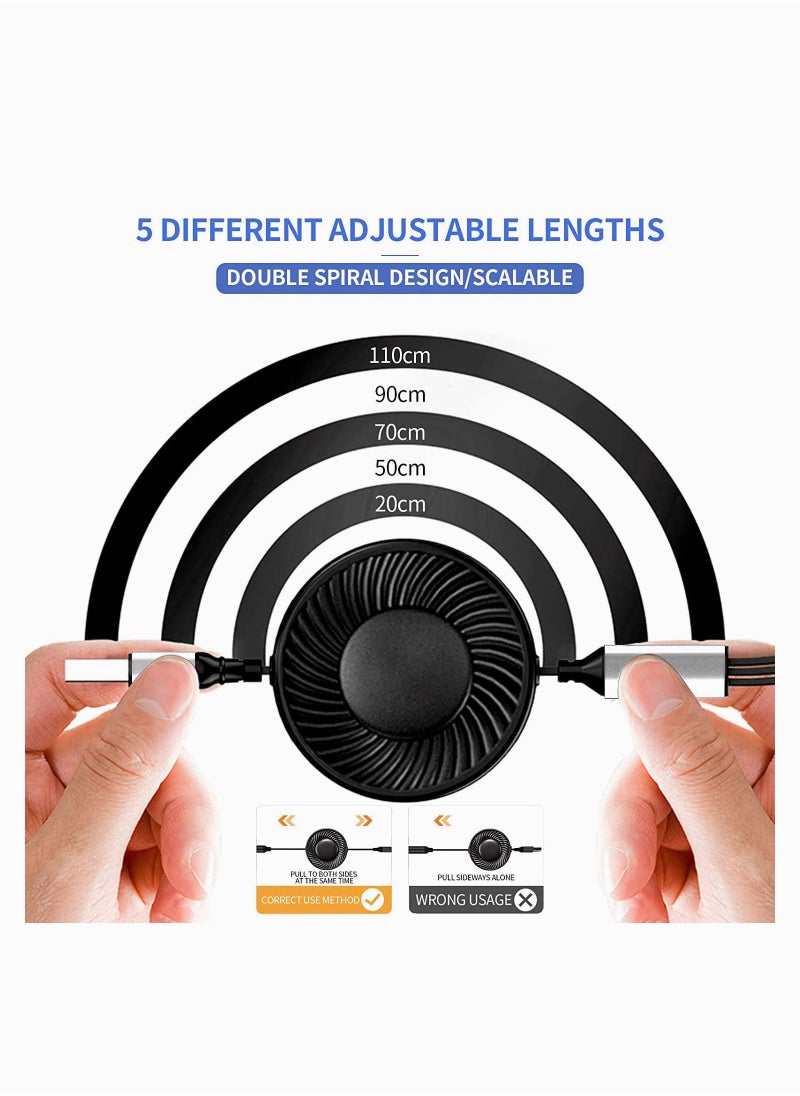 SYOSI - 3-in-1 USB Charging Cable, Multi Retractable to USB Cable Type C Sync Fast Charging Cord, USB Charging Cable for IP, Micro-USB, Compatible with Cell Phones Tablets for Samsung LG iPhone, 2Pcs - Image 1