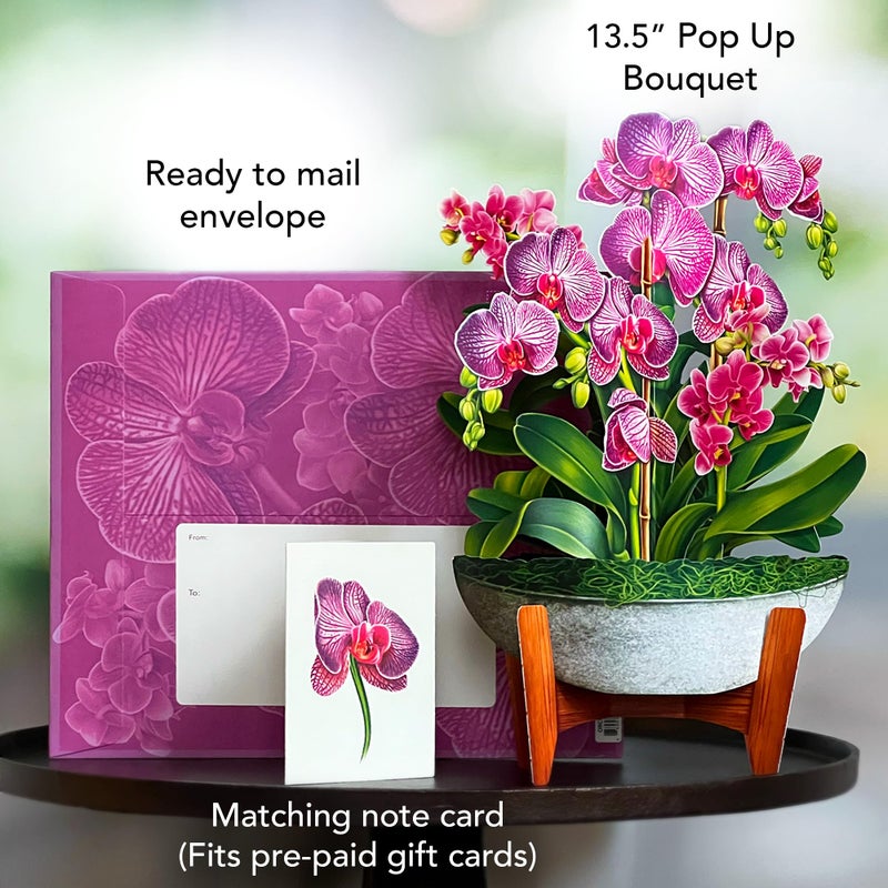 Freshcut Paper Pop Up Cards, Orchid Oasis, 12 Inch Life Sized Forever Flower Bouquet 3D Popup Greeting Card, Birthday Cards, Get Well Gifts, Blank Notecard & Envelope - Image 2