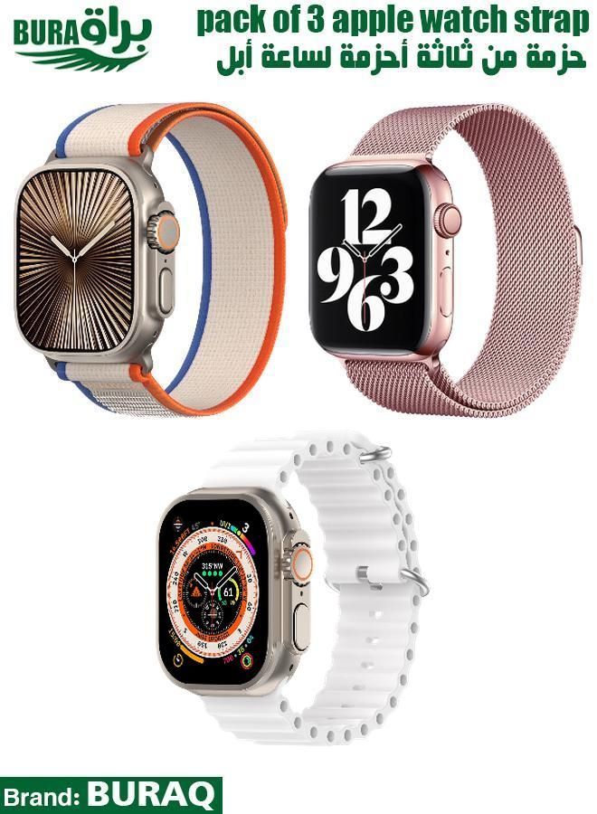 BURAQ Apple Watch Band Strap For Apple Watch Ultra 2/Ultra 49mm, Series 10 46mm, 9/8/7 45mm, SE2/SE/6/5/4 44mm, 3/2/1 42mm