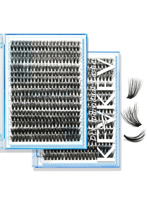 KevKev Lash Clusters Individual Lashes 3D Fluffy Eyelash Clusters 320 Pcs Cluster Lashes 30+40+50D Wispy Volume Lashes DIY Lash Extensions Thin Band & Soft (Fluffy 30+40+50D,D-8-16mix)