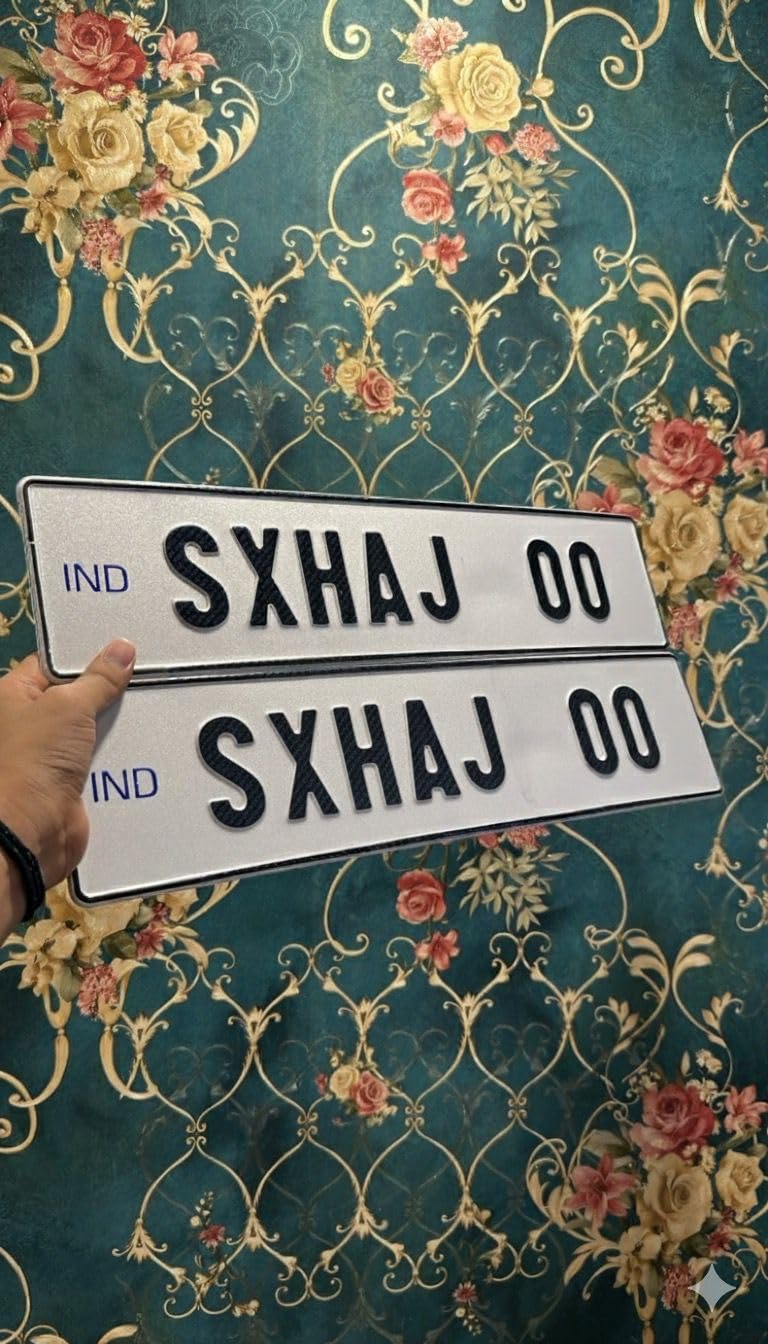 motoriza Car Ind Number Plate | Road Legal Font | No Bar Or Serial Code On Plate | Same Size Front and Rear Both Plate Available | Four Wheeler Private Car Plate - White Model - Image 3