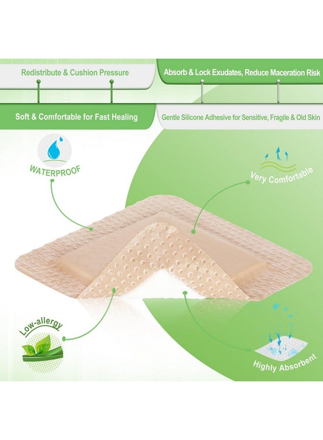 NEUHEILS NeuHeils Silicone Foam Dressing with Gentle Border 3''x3'', 20 Packs for Bed Sore Pressure Ulcer, High Absorbency Waterproof Silicone Wound Bandage Patch - Image 4