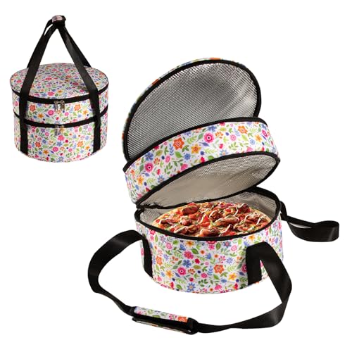 QCWN Casserole CarrierPie Carrier Insulated Casserole Carriers Bag Case with Handle2 Compartments Insulated lunch bag Food Carrier Hot Plate Salad Bowl Holder for Picnic Potluck Trip Holiday 125 - Image 1