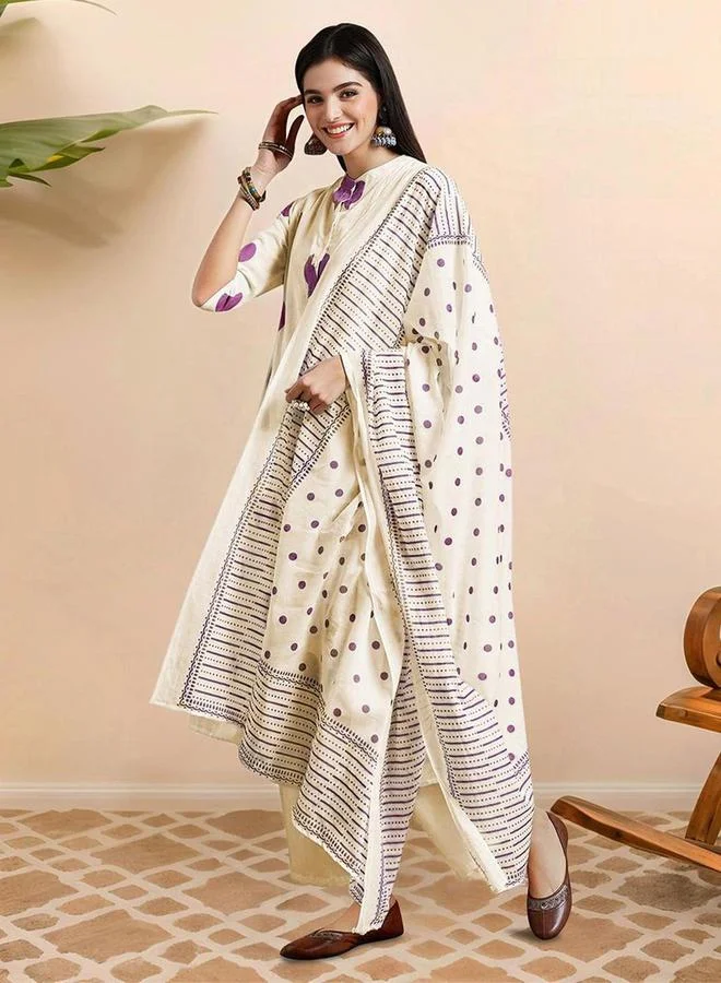 آي شين طقم كورتا وبنطلون قطني مطبوع بتصميم - من ستايلي