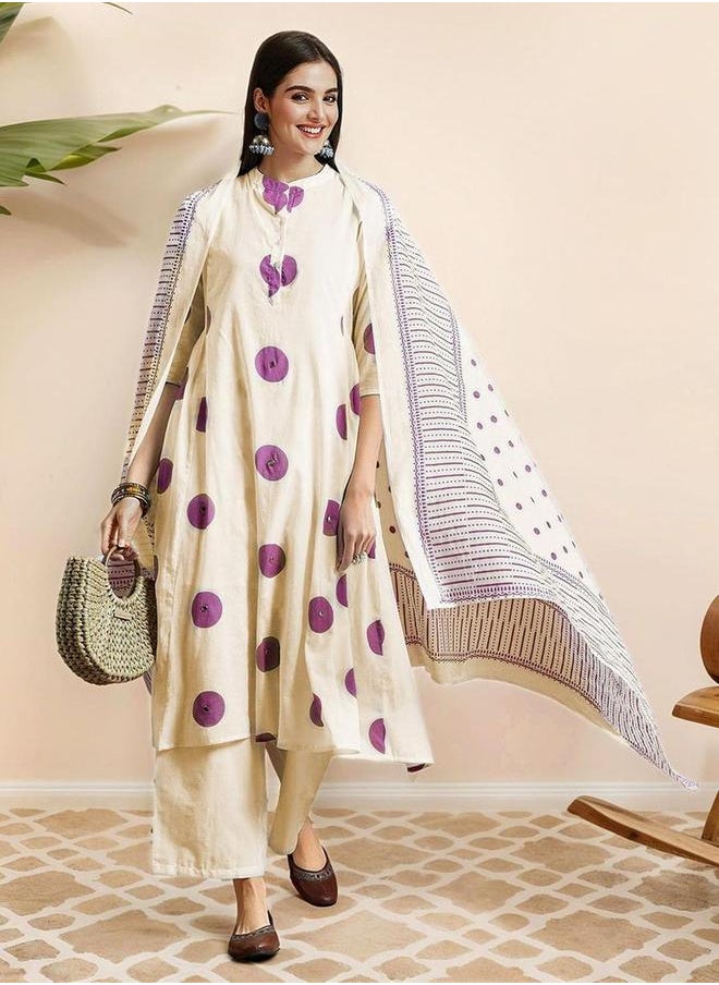 ISHIN Printed Cotton A-Line Kurta and Pants Set by Styli  - Image 1