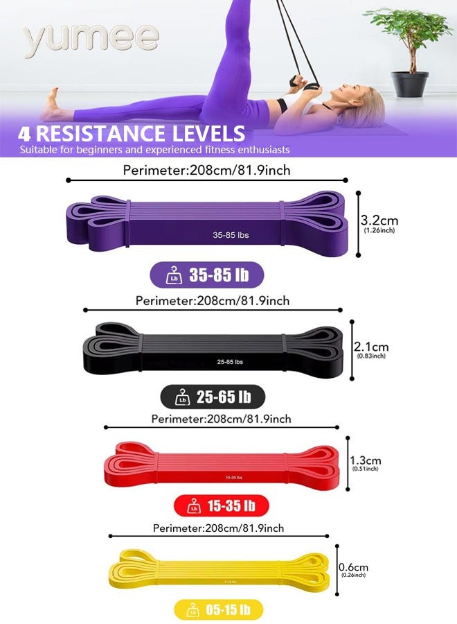 يمي مجموعة أحزمة مقاومة مكونة من 4 قطع، حلقات تدريب قوة قابلة للتعديل مع حقيبة حمل، مثالية لتمارين الذراعين والساقين والوركين، مناسبة للصالات الرياضية واللياقة البدنية واليوغا والتمارين المنزلية. - Image 2