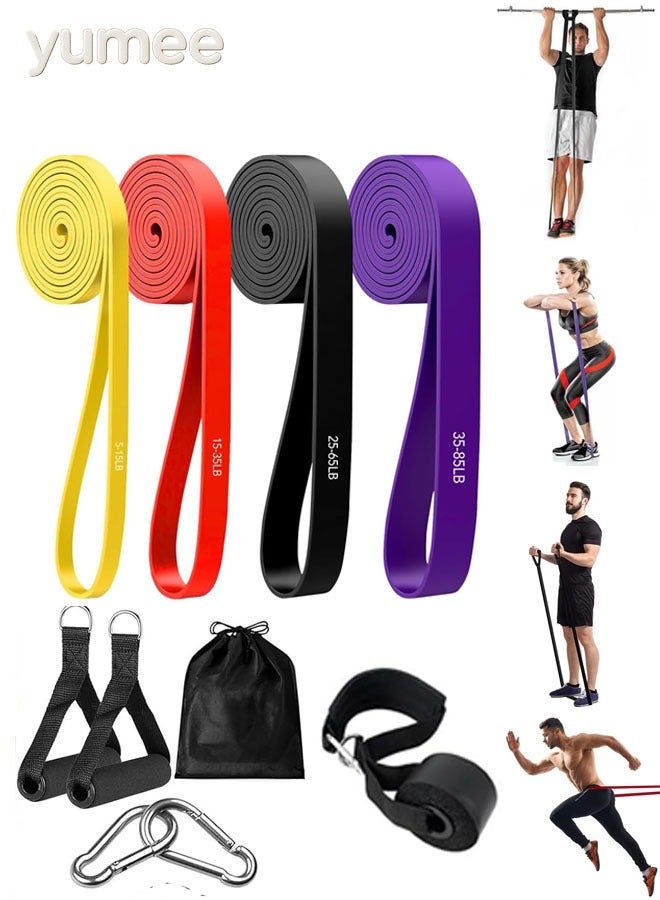 يمي مجموعة أحزمة مقاومة مكونة من 4 قطع، حلقات تدريب قوة قابلة للتعديل مع حقيبة حمل، مثالية لتمارين الذراعين والساقين والوركين، مناسبة للصالات الرياضية واللياقة البدنية واليوغا والتمارين المنزلية. - Image 1