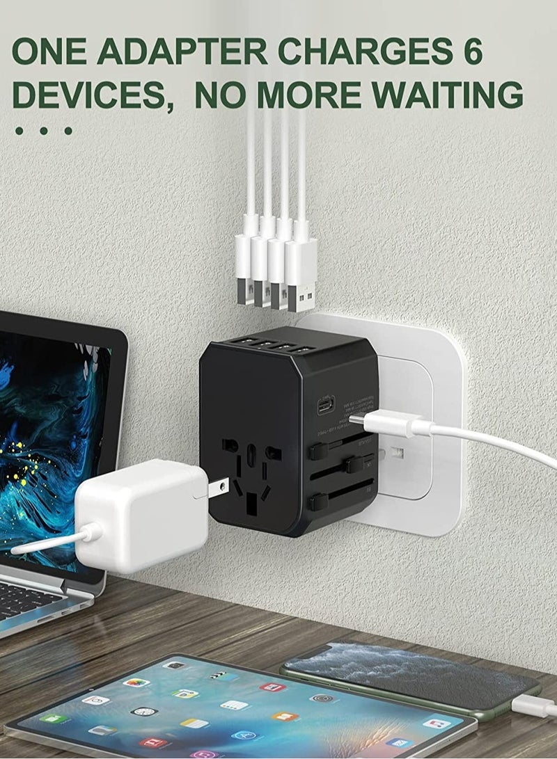 Gravity Universal Travel Adapter with 4 Ultra-Fast USB Port and 1 Ultra-Fast USB Type C Port and Power Socket Worldwide Plugs - Image 3