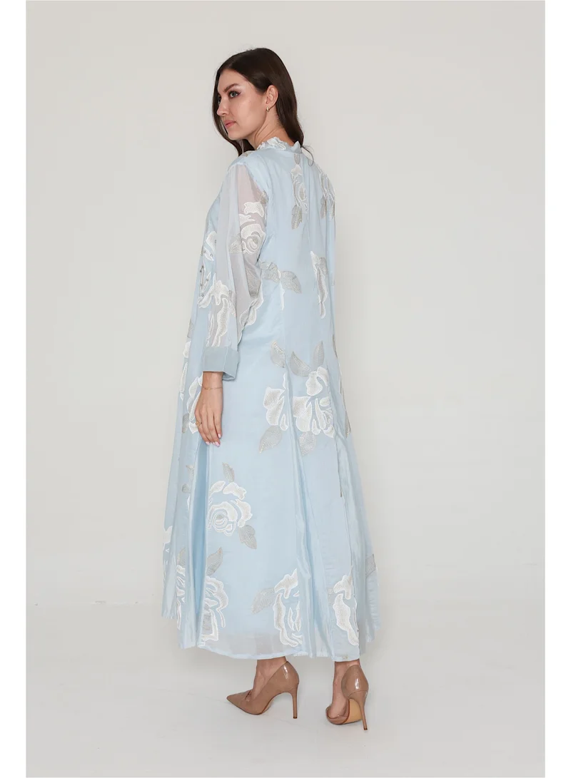 IKKXA Flowy Flower Pattern Dress IK06 Blue