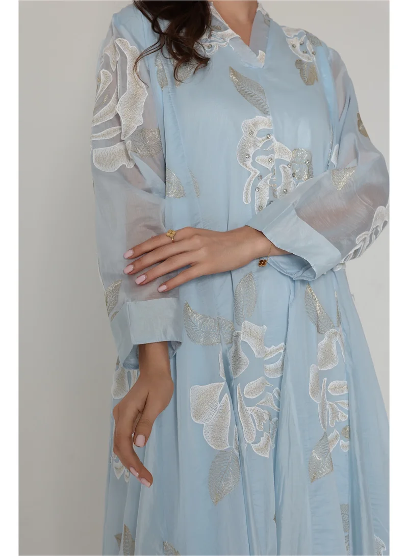 IKKXA Flowy Flower Pattern Dress IK06 Blue
