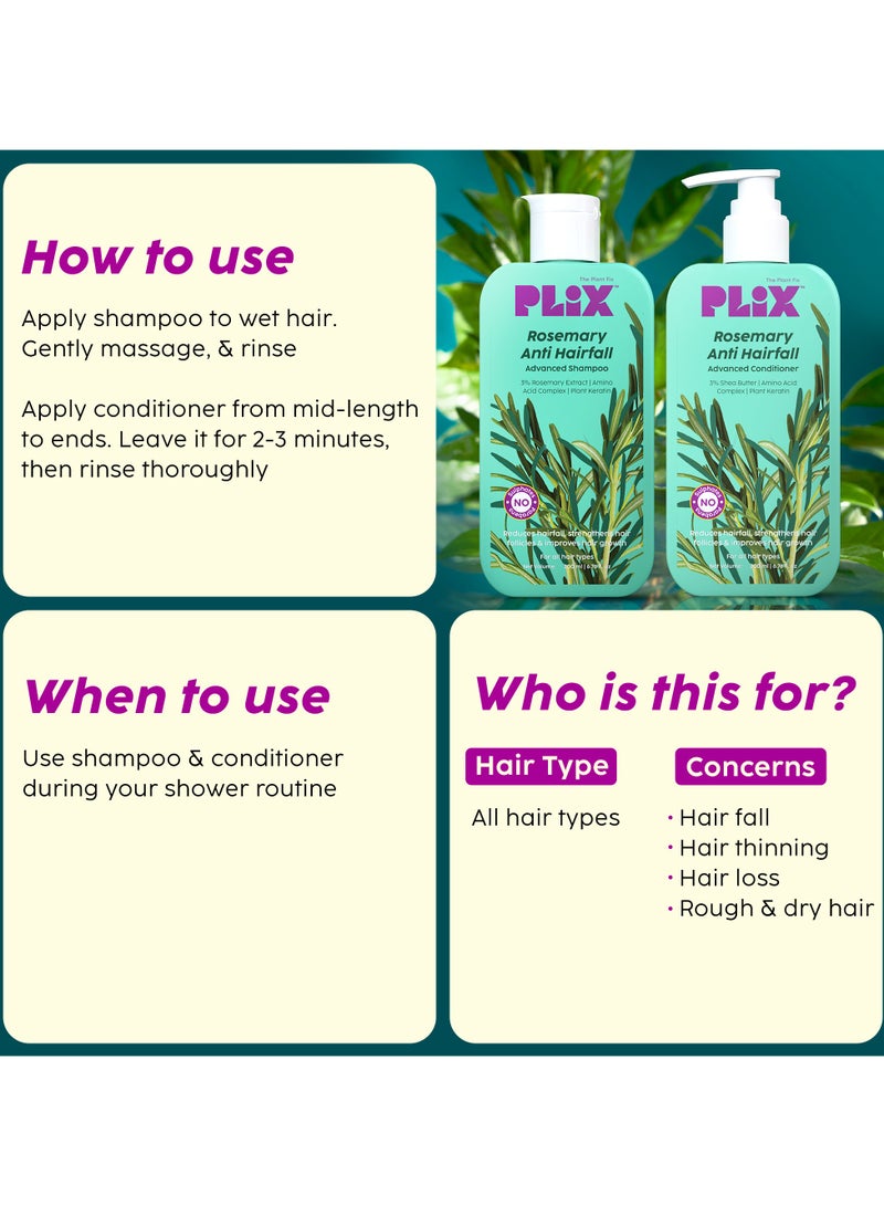 Anti Hairfall Regime - Advanced Shampoo Conditioner with Rosemary Extract, Ceramides And Plant Keratin Reduces Hair Fall Strengthens Hair - For Men & Women