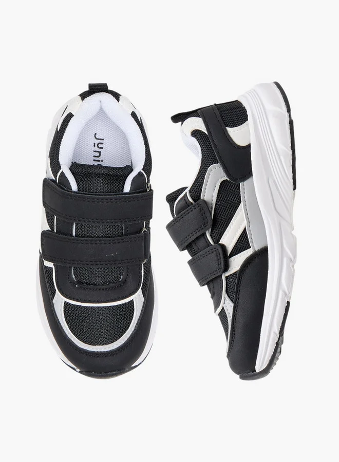 جونيورز Boys Panelled Sneakers with Hook and Loop Closure