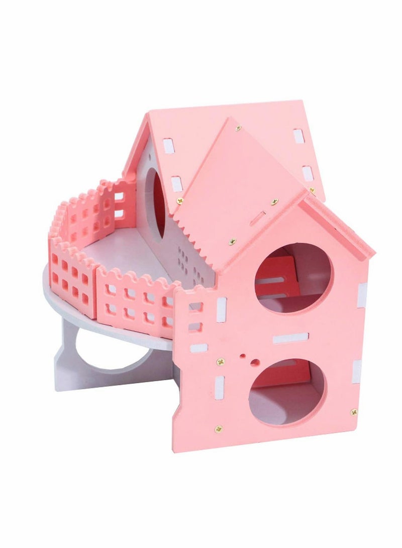 Wooden Hamster House, Pet Small Animal Hideout, Assemble Hamster Hut Villa, Cage Habitat Decor Accessories, Play Toys for Dwarf, Hedgehog, Gerbils Mice - Image 4