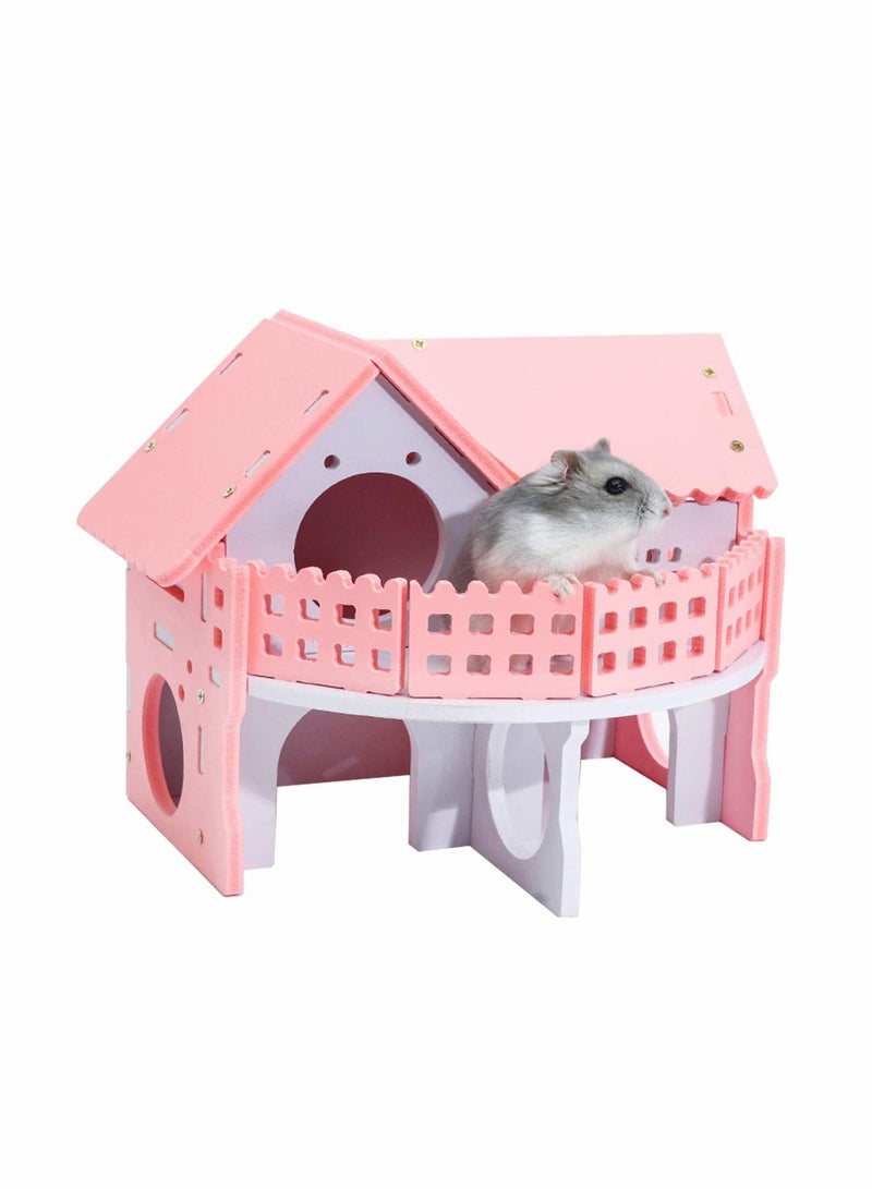 Wooden Hamster House, Pet Small Animal Hideout, Assemble Hamster Hut Villa, Cage Habitat Decor Accessories, Play Toys for Dwarf, Hedgehog, Gerbils Mice - Image 5
