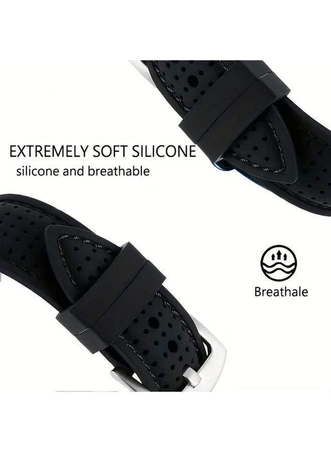 22mm Mixed Color Breathable Rubber Watch Strap For Men Soft Sports Band Compatible With Tissot Omega Samsung Huawei - Image 5