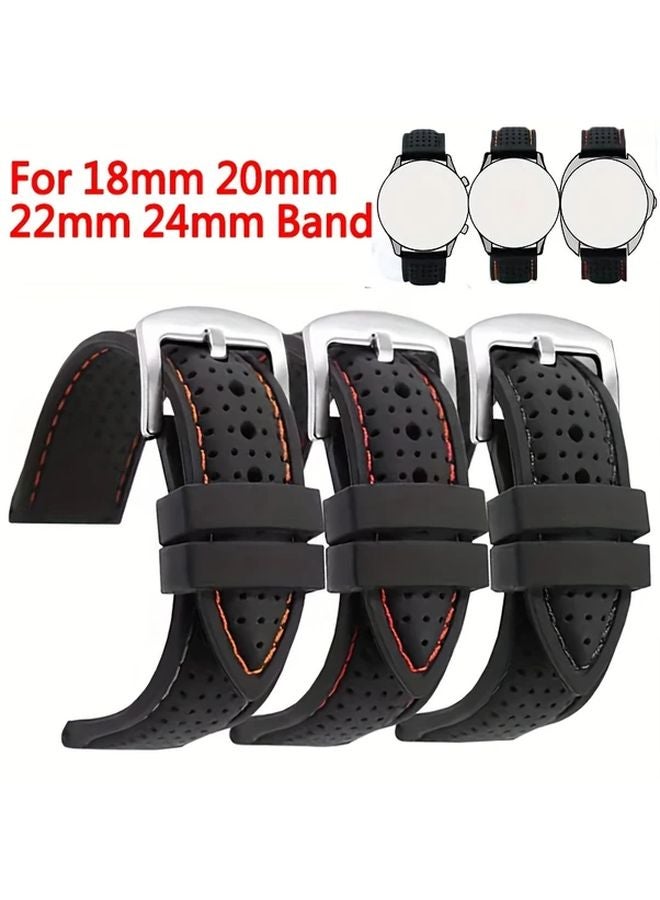 22mm Mixed Color Breathable Rubber Watch Strap For Men Soft Sports Band Compatible With Tissot Omega Samsung Huawei - Image 2